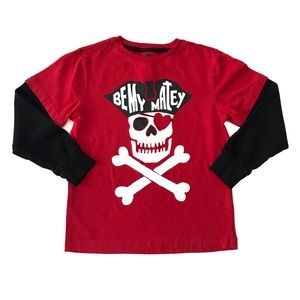 Gymboree Red and Black Pirate Skull Long Sleeve